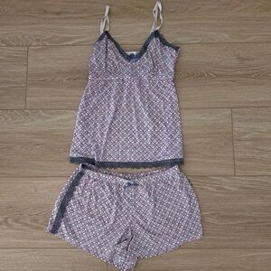 Laura Ashley Pink and Gray Pajama Set